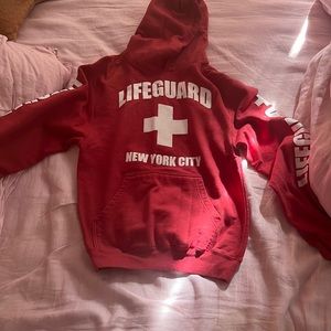 Life guard hoodie in red and size small